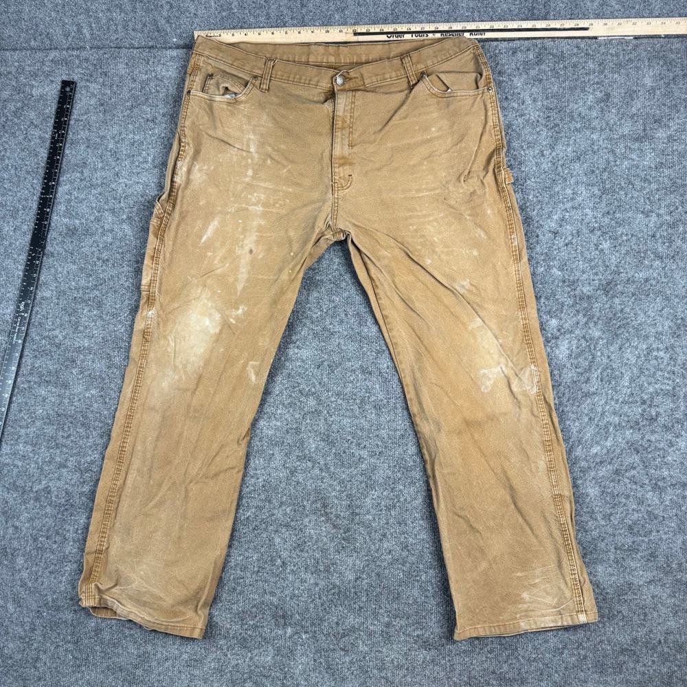 Dickies Carpenter Pants‎ Mens Size 42 Brown Duck Canvas Relaxed Fit Workwear
